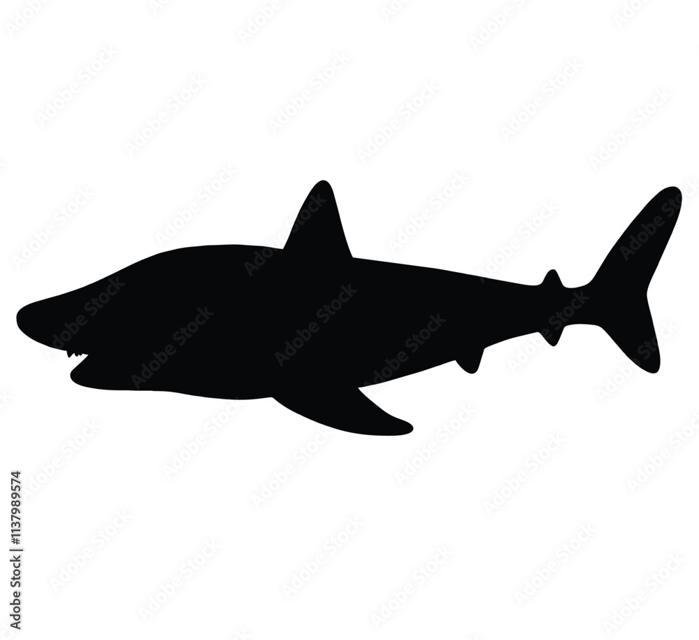 Cute cartoon hand drawn vector shark fish icon silhouette. Cute cartoon hand drawn vector shark fish icon silhouette.