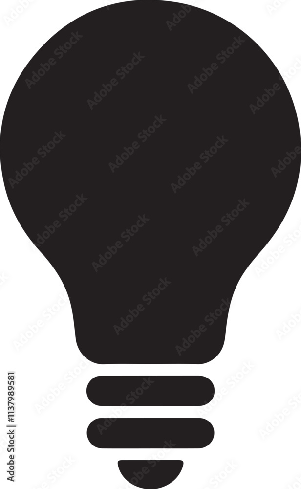 Simple black and white light bulb icon Simple black and white light bulb icon