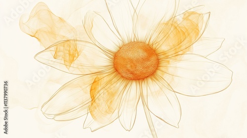 Stilisierte Blumenzeichnung in Orange