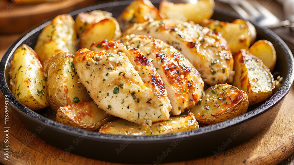 Garlic Parmesan Chicken with Crispy Potatoes Garlic Parmesan Chicken with Crispy Potatoes