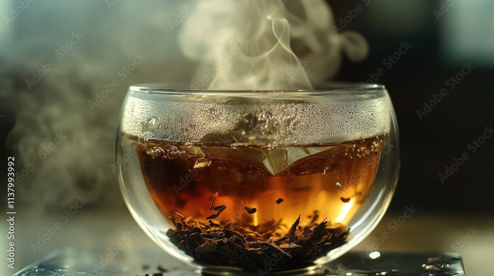 Steaming Cup of Herbal Tea, Close Up. Steaming Cup of Herbal Tea, Close Up.