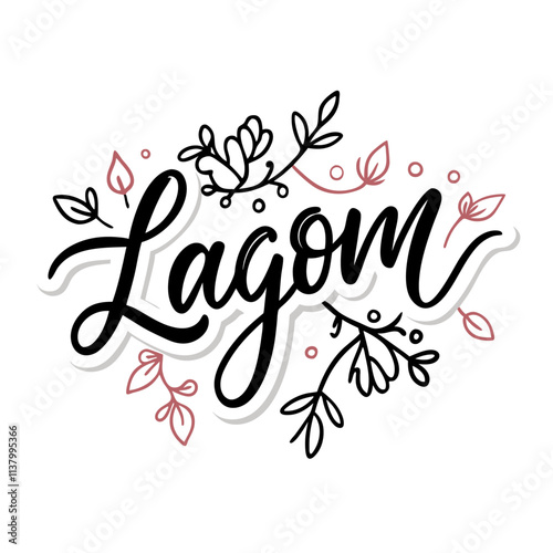 Lagom meaning inspirational handwritten text vector illustration (9)