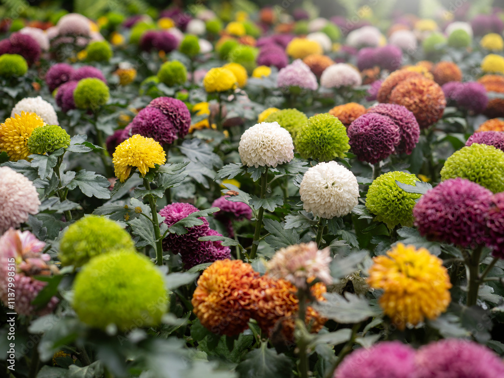 Colorful leaves and flowers for nature background.