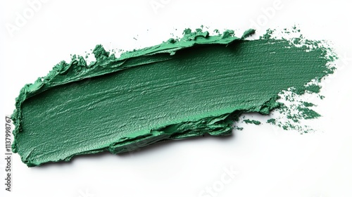 Vibrant Green Paint Stroke on White Background