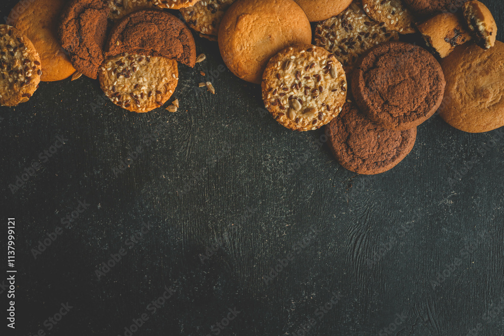 Assortment of different homemade cookies, advertising Assortment of different homemade cookies, advertising