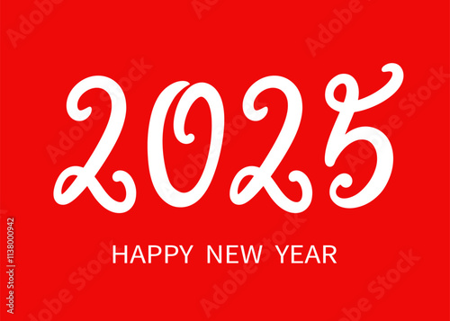 New Year 2025 Hand Lettering Banner Vector Numbers