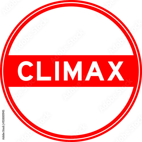 Red color round seal sticker in word climax on white background