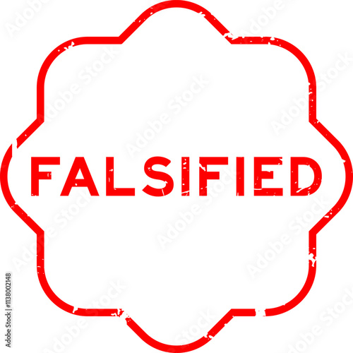 Grunge red falsified word rubber seal stamp on white background