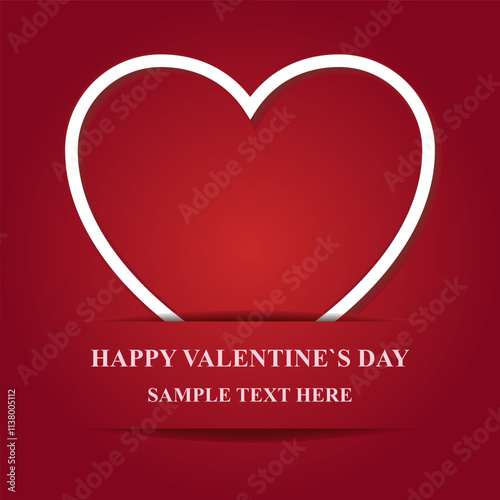 Heart on red background. Vector illustration