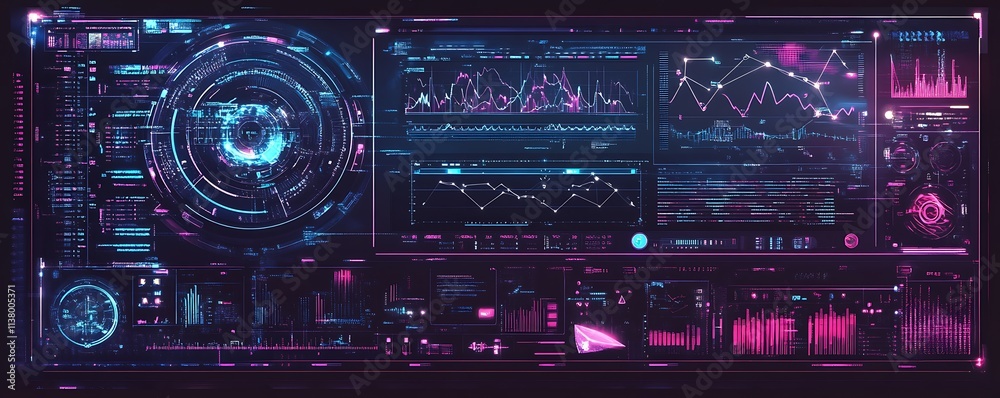 Futuristic digital interface with graphs and network lines Futuristic digital interface with graphs and network lines