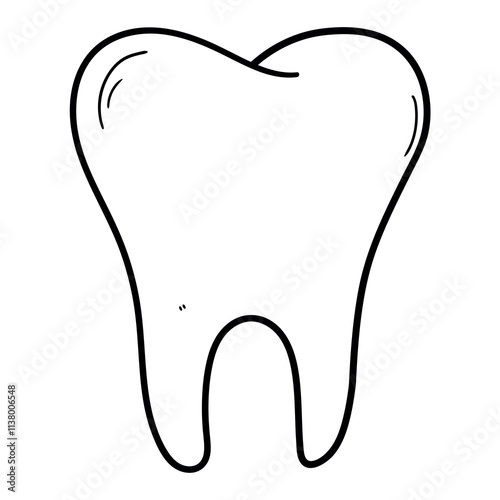 Hand drawn doodle tooth on white background.
