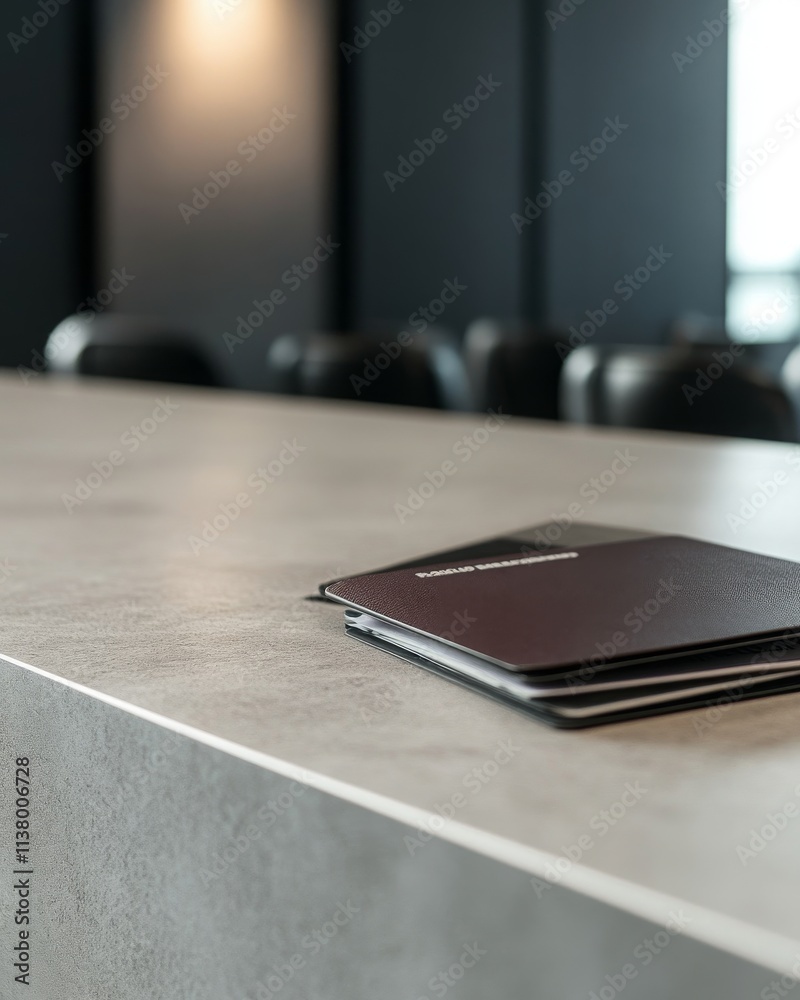 Elegant Passport on Sleek Modern Countertop Elegant Passport on Sleek Modern Countertop