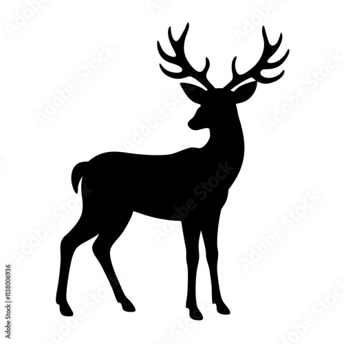 Deer vector icon, Deer animal silhouette, Animal vector illustration, A single deer vector art design black & white photo