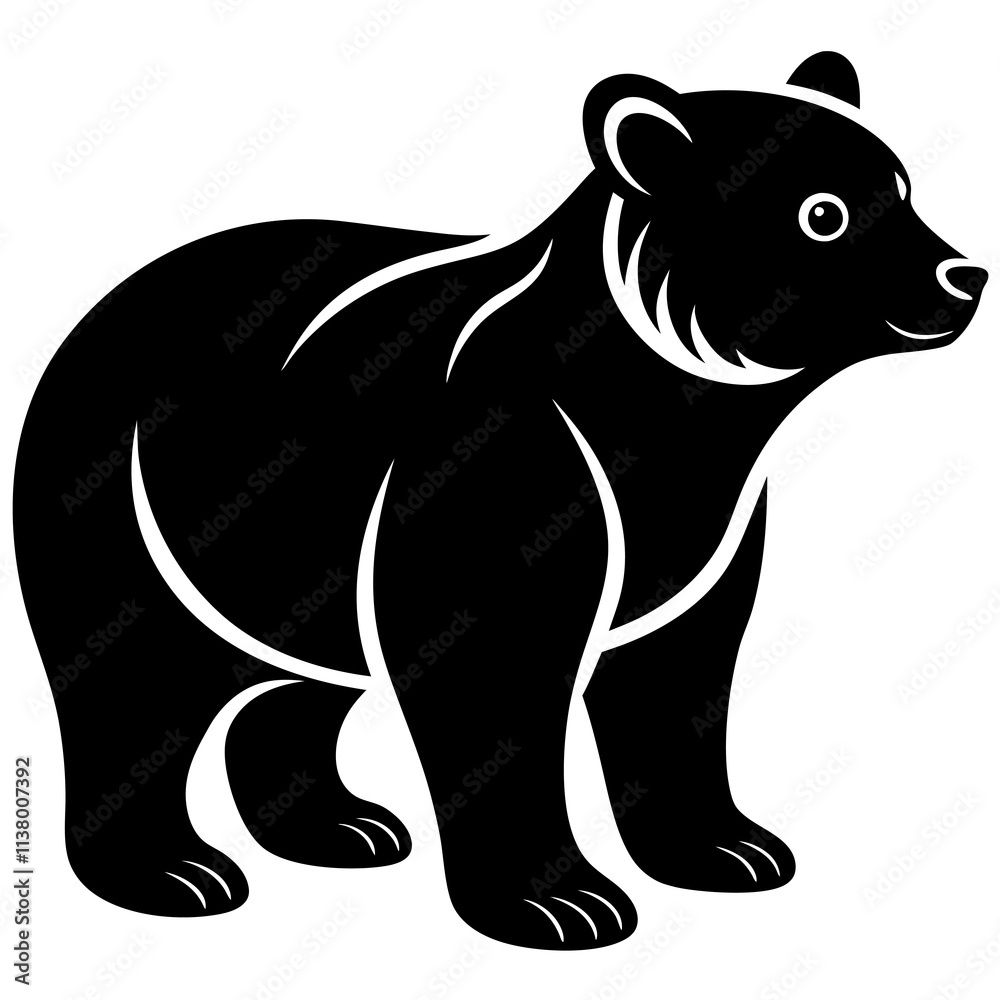 Obraz premium Bear Cub Silhouette vector illustration