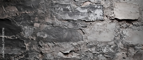 Weathered Aged Grey Brick and Stone Wall Texture Background