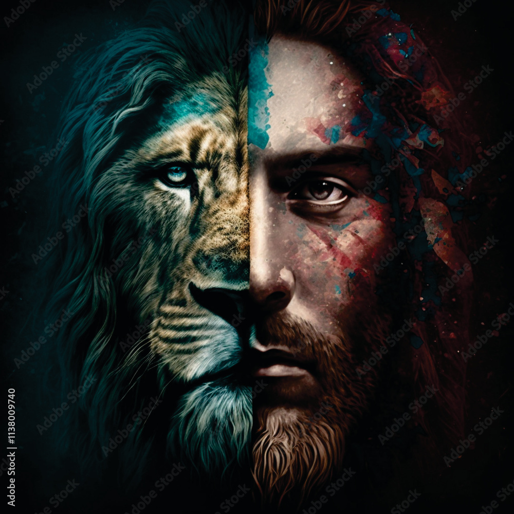 Obraz premium two faced lion christ