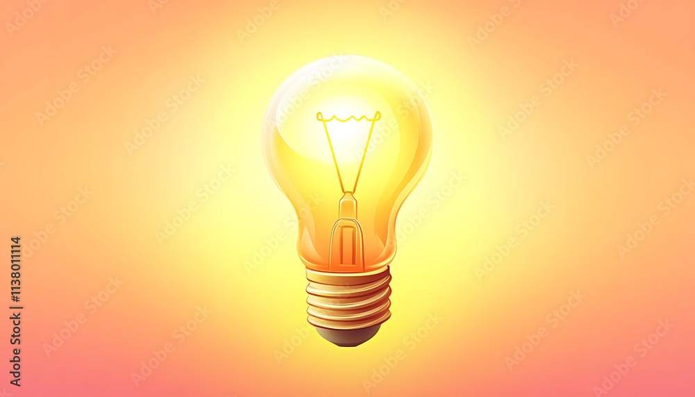 A bright bulb emoji clipart with a faint glow placed on a soft gradient sunset background A bright bulb emoji clipart with a faint glow placed on a soft gradient sunset background
