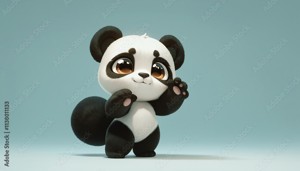 Obraz premium 3DCG風の可愛いパンダのキャラクター Generative AI