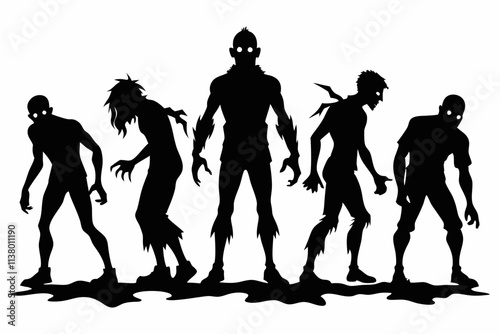 zombie silhouettes set in black and white 