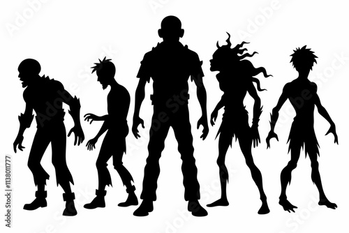 zombie silhouettes set vector illustration