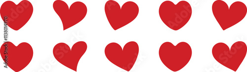 Heart, love, romance or valentine's day red heart. Heart vector icons. Artistic red heart love symbols isolated editable vector illustration. та ілюстрація