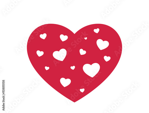 red heart with little hearts in it. love, romantic and valentines design element. isolated vector image