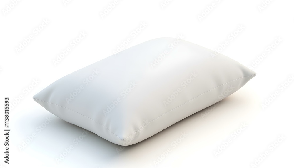 Realistic 3D render of a fluffy white pillow with subtle shadows, isolated on a bright white background, showcasing its texture and contours create with ai Realistic 3D render of a fluffy white pillow with subtle shadows, isolated on a bright white background, showcasing its texture and contours create with ai