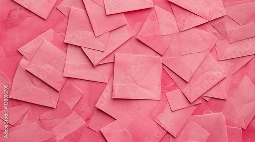 A vibrant background of pink envelopes stacked together, creating a colorful and playful texture ideal for romantic or festive themes. photo