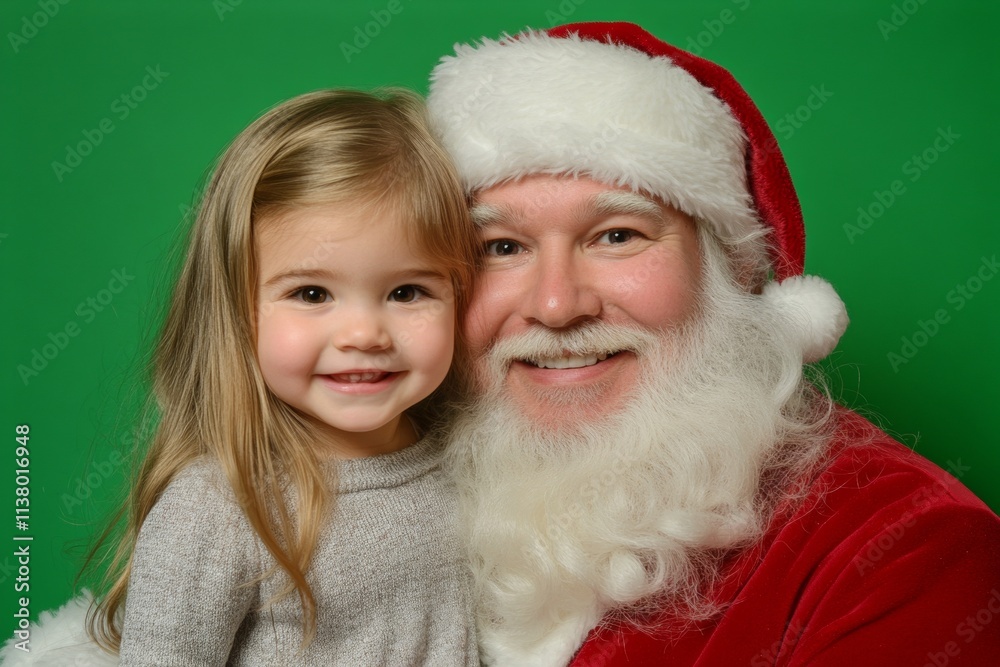 Lively yule, attractive toddler girl! copyspace. Isolated white toddler girl in santa’s knee on green background. Santa claus with green lap. Kid sitting santa. Santa green picture. Lively yule, attractive toddler girl! copyspace. Isolated white toddler girl in santa’s knee on green background. Santa claus with green lap. Kid sitting santa. Santa green picture.
