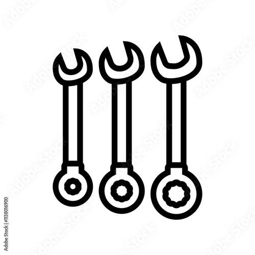 wrench set car repair tool line icon vector. wrench set car repair tool sign. isolated contour symbol black illustration