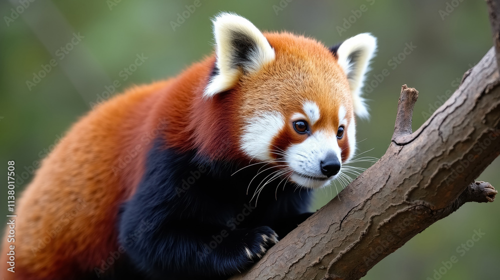 Red panda sitting on a tree branch Red panda sitting on a tree branch