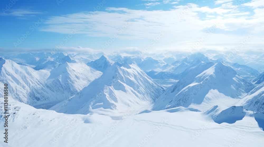 Snow covered mountains in winter Snow covered mountains in winter