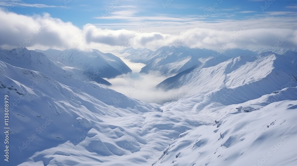 Fototapeta premium Snow covered mountain landscape