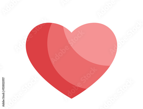 red heart with wide pink stripes. love, romantic and valentines design element. isolated vector image