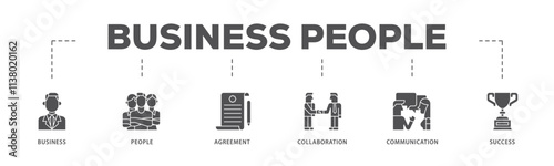 Business model infographic icon flow process which consists of vision, competence, partner, management, marketing, strategy, growth and revenue icon live stroke and easy to edit .