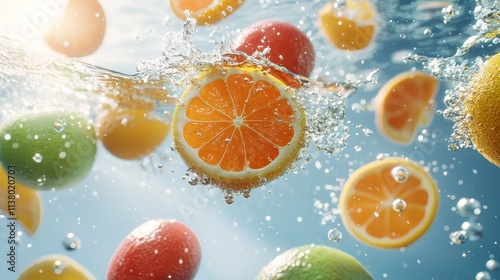 Citrus fruits floating in water ethereal scene nature environment photo