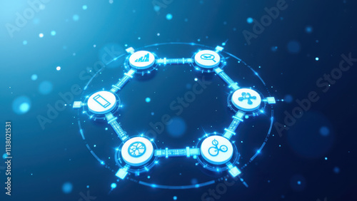 Wallpaper Mural This is an image of a digital network or dashboard with colorful icons that represent various components of CI/CD pipelines within DevOps systems, including Kubernetes and Docker. Torontodigital.ca