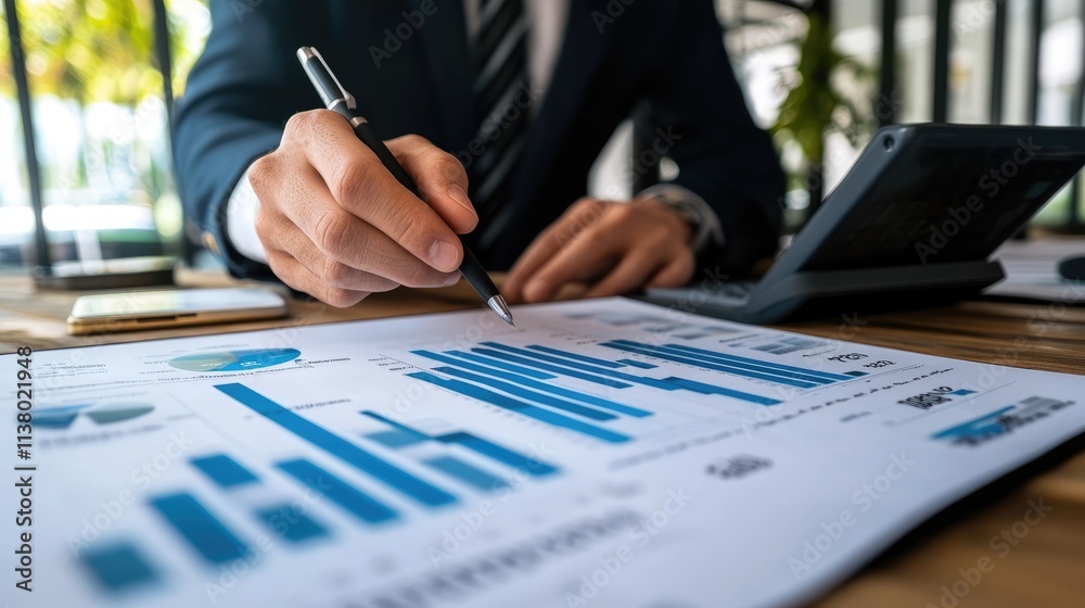 Business performance background with a rising stock chart, economic data, and financial trends, clean and professional, [stock chart, business], [business performance]