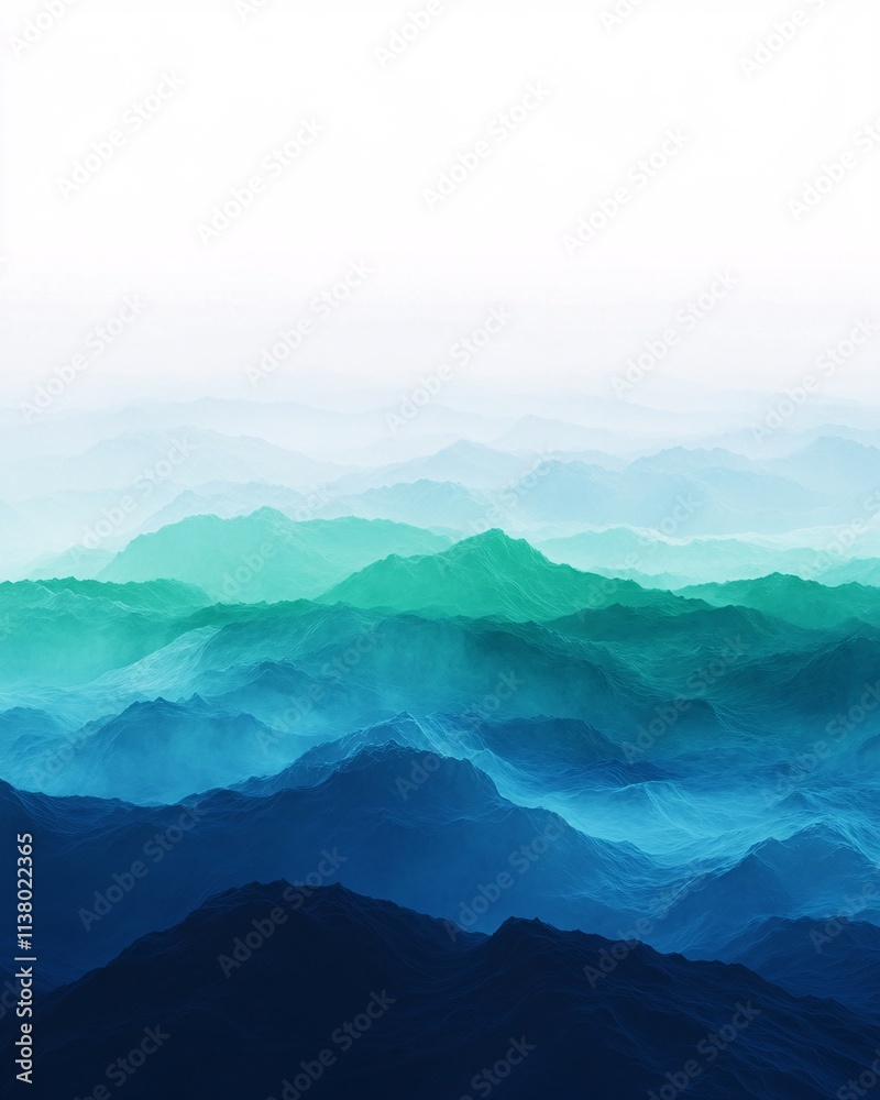Obraz premium Abstract mountain landscape with gradients of blue and green