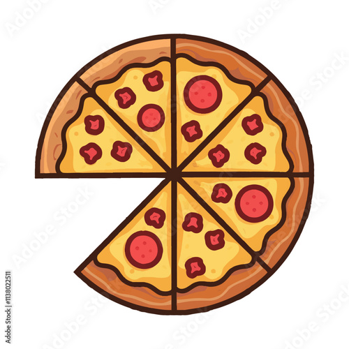 Freshly baked pepperoni pizza, a gourmet meal with vegetables illustration Free Vector clipart isolated icon 