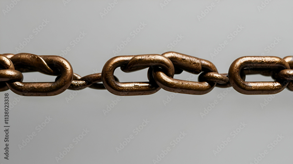 Obraz premium bronze chain line isolated on transparent Studio shot of paper chain Set of metal chain links, isolated on transparent background. Realistic vector illustration, 