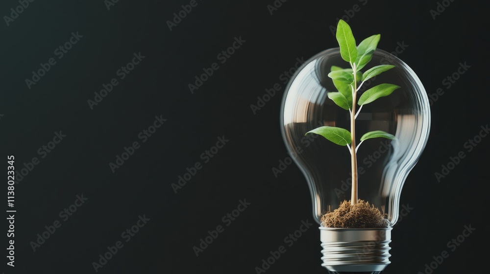 Green Plant Growing Inside a Light Bulb Green Plant Growing Inside a Light Bulb