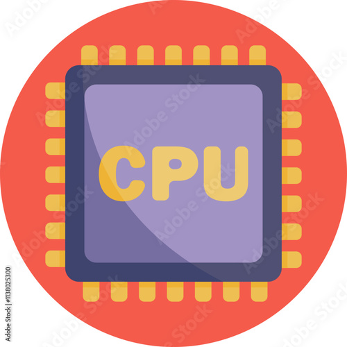 A stylized microprocessor with a grid of circuits and pins, symbolizing the heart of computing power.