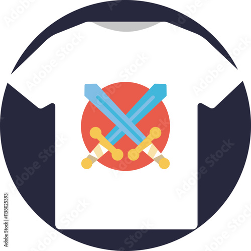 This medieval-themed t-shirt icon, features a crossed sword motif, perfect for any fan of medieval history or fantasy.