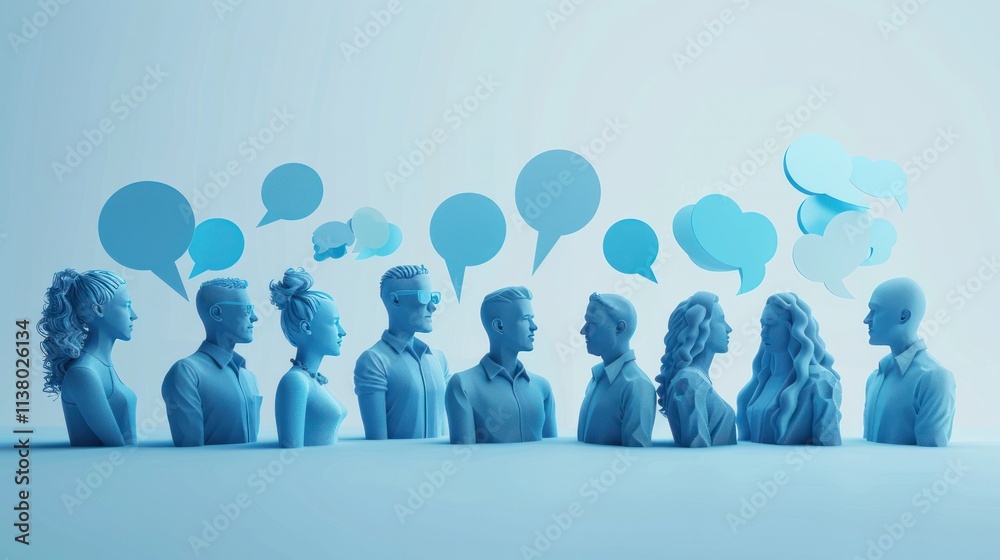 Humans with empty chat bubbles on white background Humans with empty chat bubbles on white background