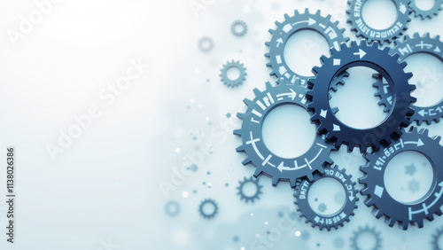 Abstract background featuring interconnected gears representing continuous integration/continuous deployment (CI/CD) and DevOps concepts. photo