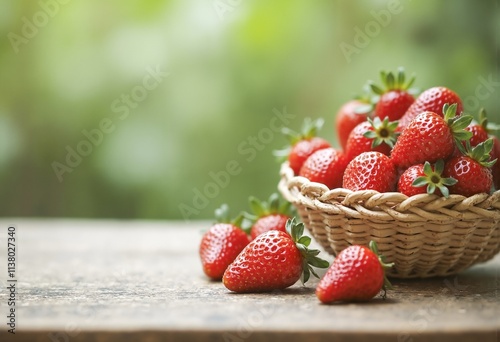 Fresh Strawberries in a Wicker Basket