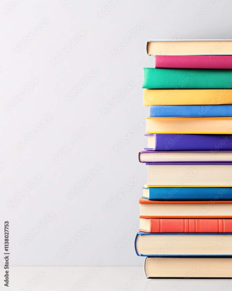 Colorful Stack of Books with Blank Background Colorful Stack of Books with Blank Background