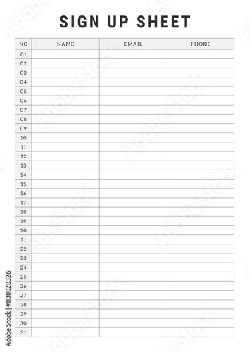 Shape and Line Sign Up Sheets