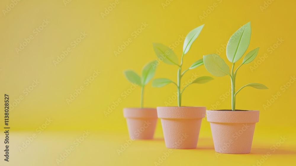 Obraz premium coins nurturing growth flat design side view renewable theme 3D render Complementary Color Scheme